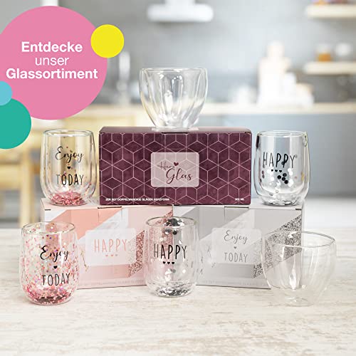 ILP zestaw 2 szklanek o podwójnych ściankach, 250 ml, w kształcie serca, szklanki termiczne z podwójnymi ściankami, prezent na wino, szklanki do gorących i zimnych napojów, szklanki termiczne w kształcie serca jako prezent w kolorowym pudełku - obrazek 2