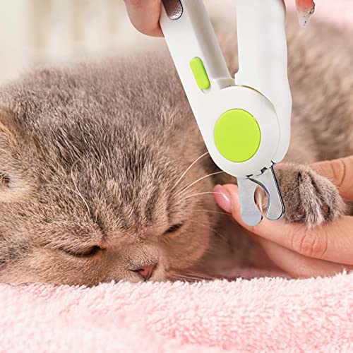 anshuke Obcinacz do paznokci ze światłem LED dla psów i kotów, nożyczki do pazurów dla kotów, psów, z pilnikiem do paznokci i urządzeniem ochronnym, dla średnich i małych zwierząt domowych (zielony) - obrazek 2