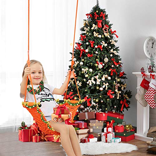 Huśtawka dla dzieci, mały fotel wiszący, huśtawka ogrodowa, wiszący hamak, huśtawka ogrodowa, huśtawka talerzowa, dla dzieci w pomieszczeniach, na zewnątrz, do pokoju dziecięcego (obciążenie do 150 kg) - obrazek 4