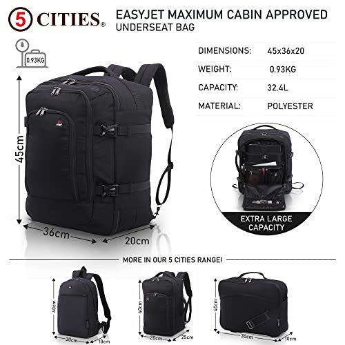 5 Cities 45 x 36 x 20 nowa i ulepszona 2023 easyJet maksymalny rozmiar bagaż kabinowy pod siedzeniem torba lotnicza - obrazek 6
