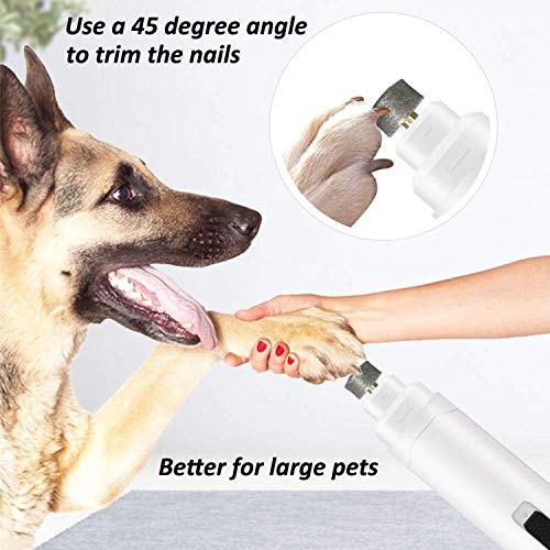 Szlifierka do paznokci dla psów, elektryczny trymer do paznokci dla zwierząt domowych 2 prędkości obrotowej młynek do paznokci dla delikatnego i bezbolesnego pazura do pielęgnacji zwierząt domowych ładowanie USB wyjątkowo cichy trymer do pazurów dla psów, kotów, małych zwierząt - obrazek 3