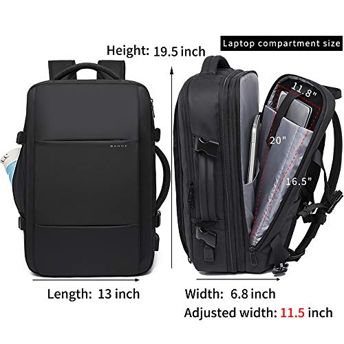BanGe Plecak podróżny, bagaż podręczny, wytrzymały, składany worek pasuje do laptopa o przekątnej ekranu 17,3", dla mężczyzn i kobiet (czarny - 45 l), wszystko - obrazek 5
