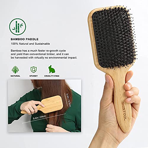 BESTOOL Szczotka do włosów, szczotka do włosów z włosia dzika dla kobi - obrazek 5