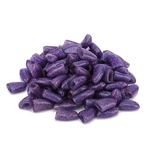 Hffheer Nakładki na paznokcie dla psów, 100 sztuk, kolorowe, miękkie nakładki na pazury dla zwierząt domowych, do kontroli łap za pomocą kleju i aplikatorów, fioletowe L