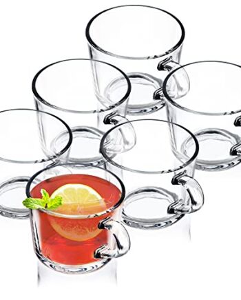 KADAX Zestaw 6 szt. kubków szklanych z uchem 270 ml - do herbaty, kawy