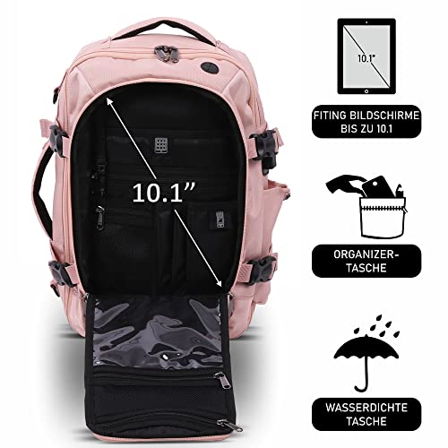 Aerolite plecak maksymalny dopuszczalny rozmiar bagażu podręcznego Ryanair 40 x 20 x 25 cm, zatwierdzony bagaż podręczny, lekka torba na ramię, plecak, torba lotnicza z zamkami YKK - obrazek 3