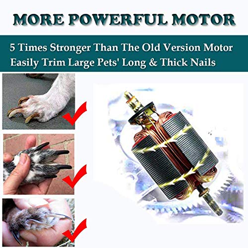 Szlifierka do paznokci dla psów, elektryczny trymer do paznokci dla zwierząt domowych 2 prędkości obrotowej młynek do paznokci dla delikatnego i bezbolesnego pazura do pielęgnacji zwierząt domowych ładowanie USB wyjątkowo cichy trymer do pazurów dla psów, kotów, małych zwierząt - obrazek 4