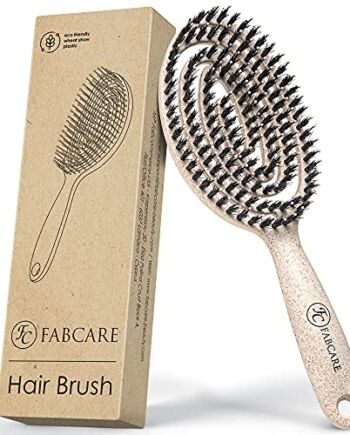 FABCARE Bio szczotka do włosów z włosia dzika okrągła, plus ebook - sz
