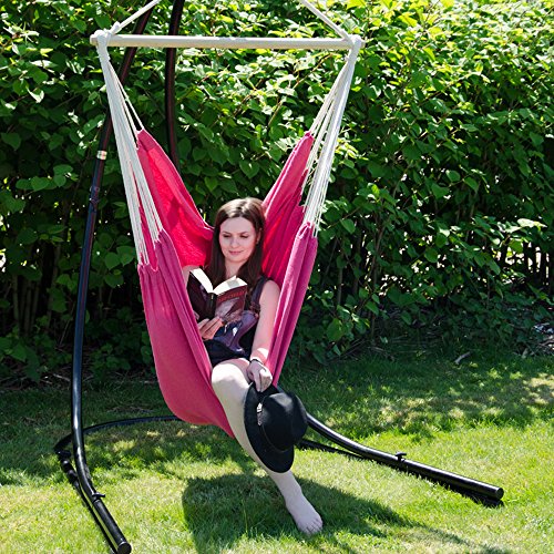 AMANKA XXL Płótno Wiszące siedzisko 185x130cm hamak do siedzenia różowa orchidea - obrazek 7