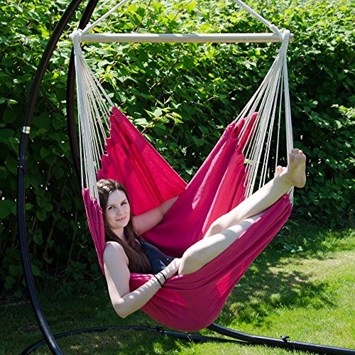 AMANKA XXL Płótno Wiszące siedzisko 185x130cm hamak do siedzenia różowa orchidea - obrazek 5