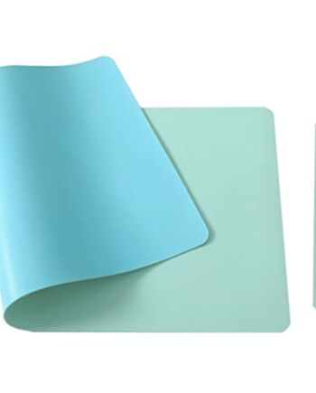 Morain Skórzana podkładka pod mysz na biurko, antypoślizgowa mata na biurko ze skóry PU, wodoodporna podkładka na biurko na laptopa do biura i domu (jasnoniebieska/zielona, 70 x 35 cm)