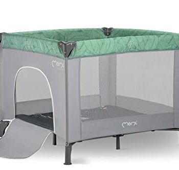 MoMi Kojec dla dzieci do 15 kg, 2 kółka do poruszania, przewiewna siatka, torba transportowa, jadeit