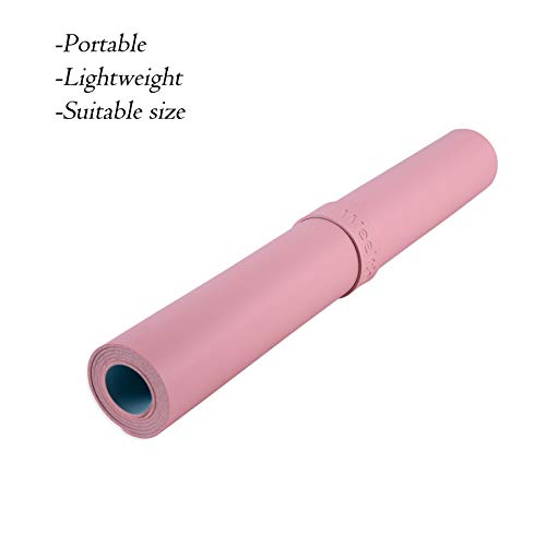 Weelth Podkładka na biurko, wielofunkcyjna podkładka pod mysz biurową, skóra poliuretanowa, dwustronna podkładka na biurko, do biura lub domu (błękitna/różowa, 89,9 x 43,2 cm) - obrazek 5