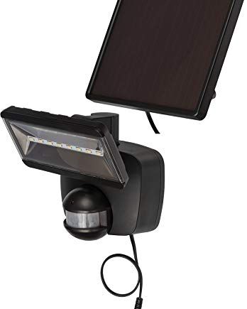 Brennenstuhl Lampa solarna SOL 800 / Lampa solarna z czujnikiem ruchu do zastosowan zewnetrznych i panelem slonecznym (lampa solarna led IP44, Kinkiet Zewnetrzny z akumulatorem, 8 x 0,5W) czarny