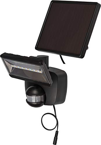 Brennenstuhl Lampa solarna SOL 800 / Lampa solarna z czujnikiem ruchu do zastosowan zewnetrznych i panelem slonecznym (lampa solarna led IP44, Kinkiet Zewnetrzny z akumulatorem, 8 x 0,5W) czarny