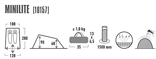 High Peak Mini Lite namiot kempingowy dla 2 osób, lekki 1,0 kg, mały r - obrazek 2