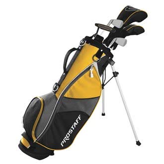 Wilson Golf Pro Staff JGI MD, klub dla dzieci/młodzieży w wieku 8-11 lat, rozmiar ciała 127-142 cm, leworęczny, grafit, w zestawie torba do przenoszenia, żółta, WGGC91831