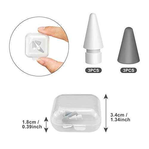 3 zestawy zamiennych końcówek, etui ochronne na końcówki ołówkowe, silikon wysoka czułość wsparcie wrażliwe działanie nacisku, kompatybilny z Apple Pencil & iPad Pen do rysowania pisania (biały, szary) - obrazek 2