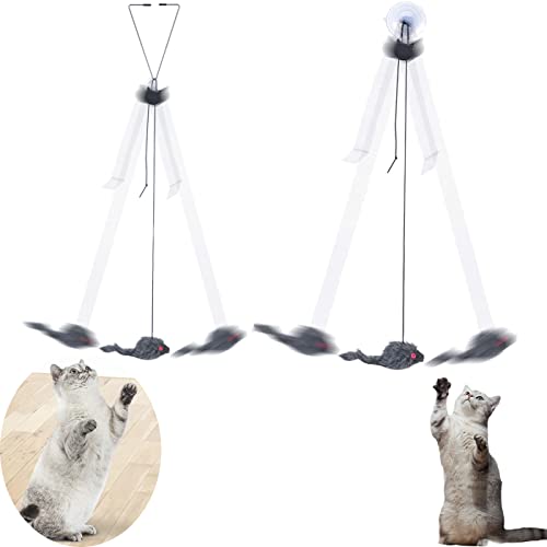 Interaktywna zabawka dla kota 2 w 1, interaktywna zabawka dla kotów, do futryny drzwi, interaktywna zabawka dla kota z przyssawką, pluszowa mysz do futryny drzwi