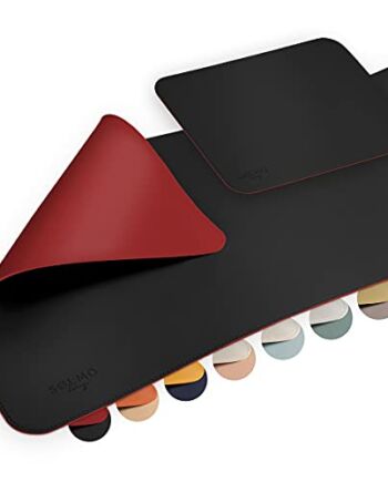 sølmo I designerska podkładka na biurko [85x40 cm] z podkładką pod mysz I zmywalna skóra PU I duża mata na biurko z zabezpieczeniem krawędzi … (Black/Red)