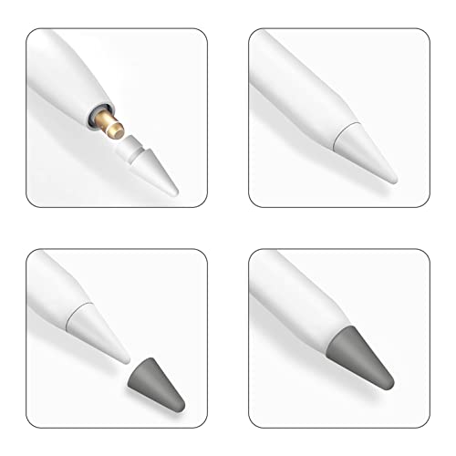 3 zestawy zamiennych końcówek, etui ochronne na końcówki ołówkowe, silikon wysoka czułość wsparcie wrażliwe działanie nacisku, kompatybilny z Apple Pencil & iPad Pen do rysowania pisania (biały, szary) - obrazek 3