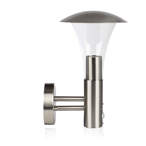 Smartwares 5000.318 Milo lampa ścienna ze stali nierdzewnej, czujnik ruchu, okucie E27, nowoczesne wzornictwo - obrazek 6