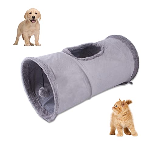 Tunel dla kota, rurka, zabawka dla kotów, tunel do zabawy dla kotów, składany tunel do zabawy z zamszu, dla wszystkich kotów i małych zwierząt, 1 jaskinia 50 x 25 cm, zabawka dla kota