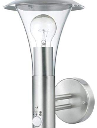 Smartwares 5000.318 Milo lampa ścienna ze stali nierdzewnej, czujnik ruchu, okucie E27, nowoczesne wzornictwo