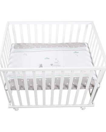 roba Kojec drewniany 75x100 cm w niedźwiadki z wkładem i kółkami z hamulcami - podstawa z regulacją wysokości - brązowy