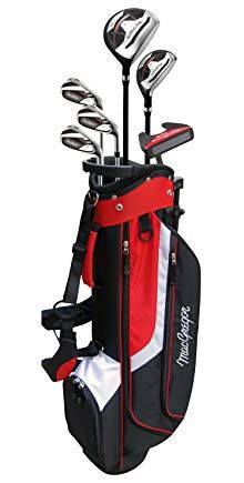 MacGregor Golf Ladies CG3000 stal nierdzewna żelazko kij golfowy i torba stojak zestaw pół opakowania, męska praworęczna, czarny/czerwony