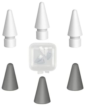 3 zestawy zamiennych końcówek, etui ochronne na końcówki ołówkowe, silikon wysoka czułość wsparcie wrażliwe działanie nacisku, kompatybilny z Apple Pencil & iPad Pen do rysowania pisania (biały, szary)