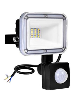 Reflektor Zewnętrzny z Czujnikiem Ruchu 10W Lampa Bezpieczeństwa 800LM Oświetlenie Zewnętrzne 6500K Zimna Biel Wodoodporny IP67 Zewnętrzne Światło Robocze dla Garażu Ogrodowym Taras Billboard Stadion