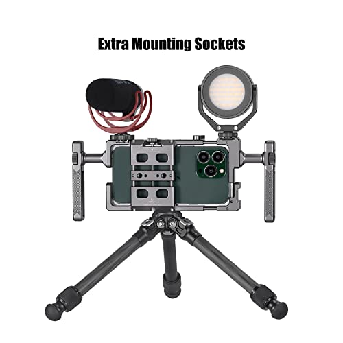 SUNWAYFOTO PCR-01 klatka na smartfona uniwersalny zestaw wideodomofonowy z uchwytem, stabilizator telefonu do nagrywania wideo akcesoria do filmowania telefonów komórkowych - obrazek 6