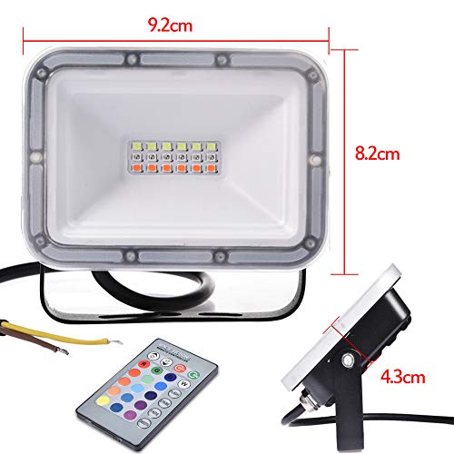10W Reflektor LED RGB 800lm Ściemnialne światło krajobrazowe z pilotem, 16 kolorów i 4 tryby Dekoracyjne oświetlenie zewnętrzne Wodoodporny IP66 Lampa bezpieczeństwa, z funkcją pamięci - obrazek 15