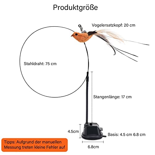 CALIYO Zabawka dla kota, interaktywna zabawka dla kotów, interaktywna zabawka dla kota z przyczepką, zabawne ptaki i pióra, zabawka inteligentna dla kotów, zabawka z mocną przyssawką - obrazek 8