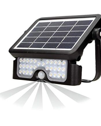 ORNO LUX bezprzewodowa lampa zewnętrzna z czujnikiem ruchu i czujnikiem zmierzchu 5 W/30 diod LED, 3000 mAh, neutralne białe światło kolorowe 4000 K, 190 lm, wodoszczelność IP65