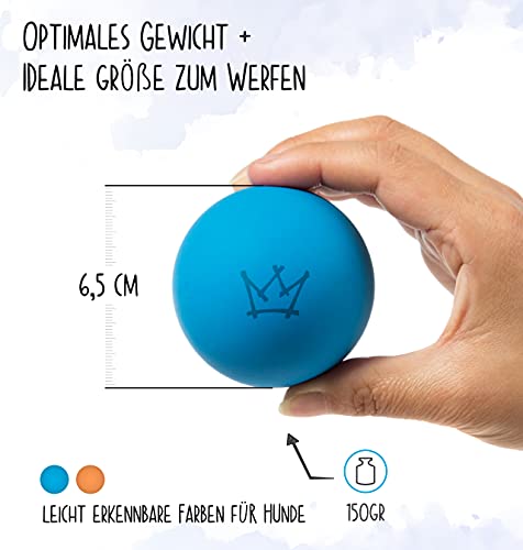 Rudelkönig piłka dla psa z naturalnego kauczuku - Niebieska piłka o średnicy 6,5 cm - Prawie niezniszczalna zabawka dla psa wraz z praktyczną torbą do przechowywania - obrazek 7