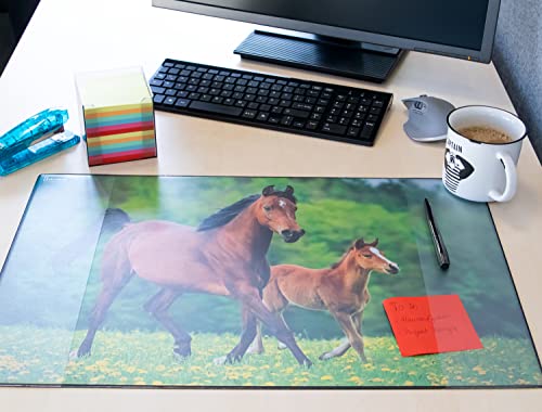 Idena 10454 - Podkładka na biurko z dwiema kieszeniami, koń, wymiary ok. 58,5 x 38,5 cm, praktyczne akcesorium do pokoju dziecięcego, młodzieżowego i gabinetu - obrazek 6