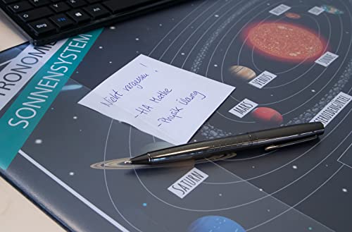 Idena 10449 – podkładka na biurko z dwiema kieszeniami, Układ Słoneczny, wymiary ok. 58,5 x 38,5 cm, praktyczne akcesorium do pokoju dziecięcego, młodzieżowego i gabinetu - obrazek 3