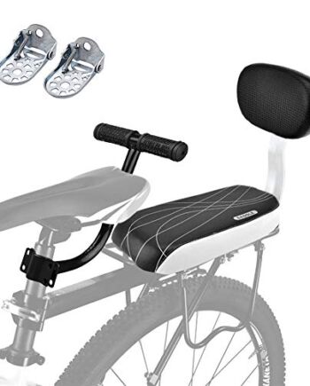 Wygodna poduszka na tylny bagażnik rowerowy, tylne siedzenie rowerowe dla dziecka, poduszka na rower z parą podnóżka, oparcia i podłokietnika