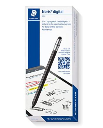 STAEDTLER Noris cyfrowy mini 180M 22 Set, rysik 2 w 1 do cyfrowego pisania i rysowania na EMR i pojemnościowym ekranie dotykowym, okrągły kształt + 5 innych końcówek zapasowych, 180M 22X