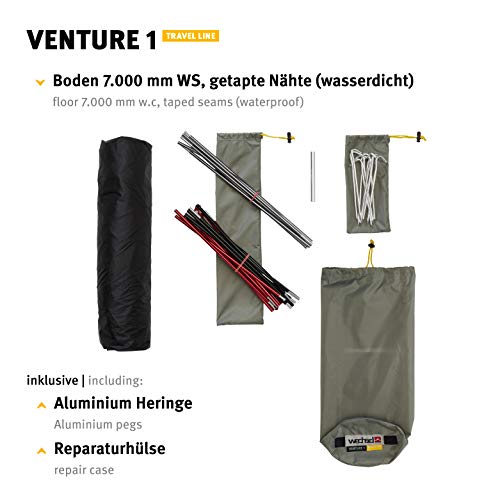 Wechsel Namiot Venture 1-osobowy pojedynczy namiot - linia podróżna - wodoodporny, całkowicie wolnostojący, 4 pory roku - obrazek 3