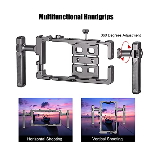 SUNWAYFOTO PCR-01 klatka na smartfona uniwersalny zestaw wideodomofonowy z uchwytem, stabilizator telefonu do nagrywania wideo akcesoria do filmowania telefonów komórkowych - obrazek 7