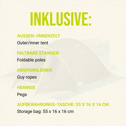 REWIND Przestronny namiot kopułowy dla 3 osób, łącznie z przedsionkiem, moskitierą, odbijającą ciepło powłoką aluminiową i wodoodpornością 3000 mm, namiot zewnętrzny: 300 x 190 x 125 cm - obrazek 3
