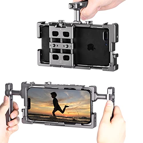 SUNWAYFOTO PCR-01 klatka na smartfona uniwersalny zestaw wideodomofonowy z uchwytem, stabilizator telefonu do nagrywania wideo akcesoria do filmowania telefonów komórkowych - obrazek 4