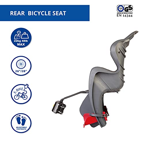 Mr Fox - Seggiolino Posteriore per Bicicletta - per Bambini fino a 22 kg, da 3 a 8 anni - si Fissa al Telaio - Grigio Scuro - obrazek 7