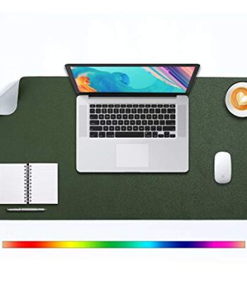 Podkładka na biurko, duża, podkładka na biurko, rozszerzona podkładka pod mysz, podkładka pod mysz XL, blok biurkowy, DOBAOJIA podkładka do pisania do biura/domu, dwustronna skóra PU wodoodporna 80 cm x 40 cm (ciemnozielona/szara)