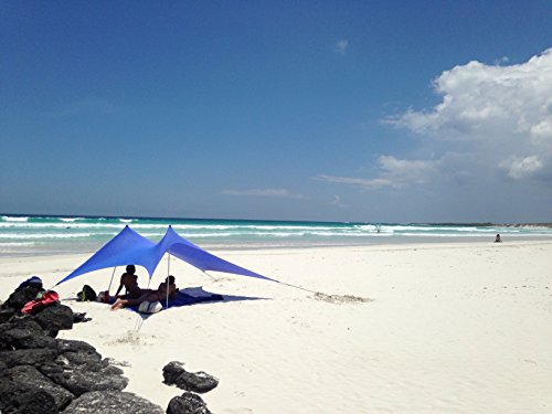 Neso Namiot plażowy z kotwicą do piasku, przenośny dach przeciwsłoneczny – 2,1 m x 2,1 m – opatentowany ze wzmocnionymi narożnikami do stabilizacji (zawsze zielony, niebieski) - obrazek 2