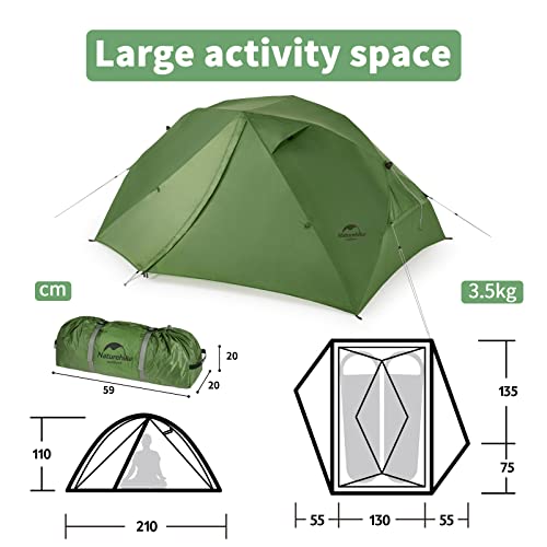 Naturehike Canyon 2-osobowy namiot z szybkim otwieraniem, wodoszczelny namiot poliestrowy, wiatroszczelne drzwi boczne, namioty rzucane z oddychającymi oknami - obrazek 6