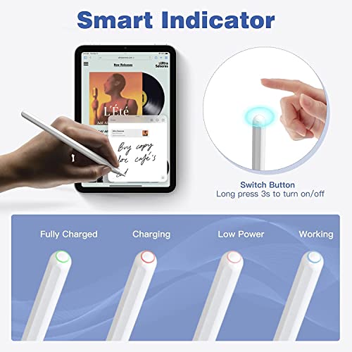 TiMOVO Rysik do iPada, bezprzewodowe ładowanie Apple Pencil 2. generacji dla iPada Pro 12,9 cala 6/5/4/3, iPad Pro 11" 4/3/2/1, iPad Air 5/4, iPad Mini 6 Gen ołówek pochylenie czułość dłoni odrzucenie Apple Pen - obrazek 2